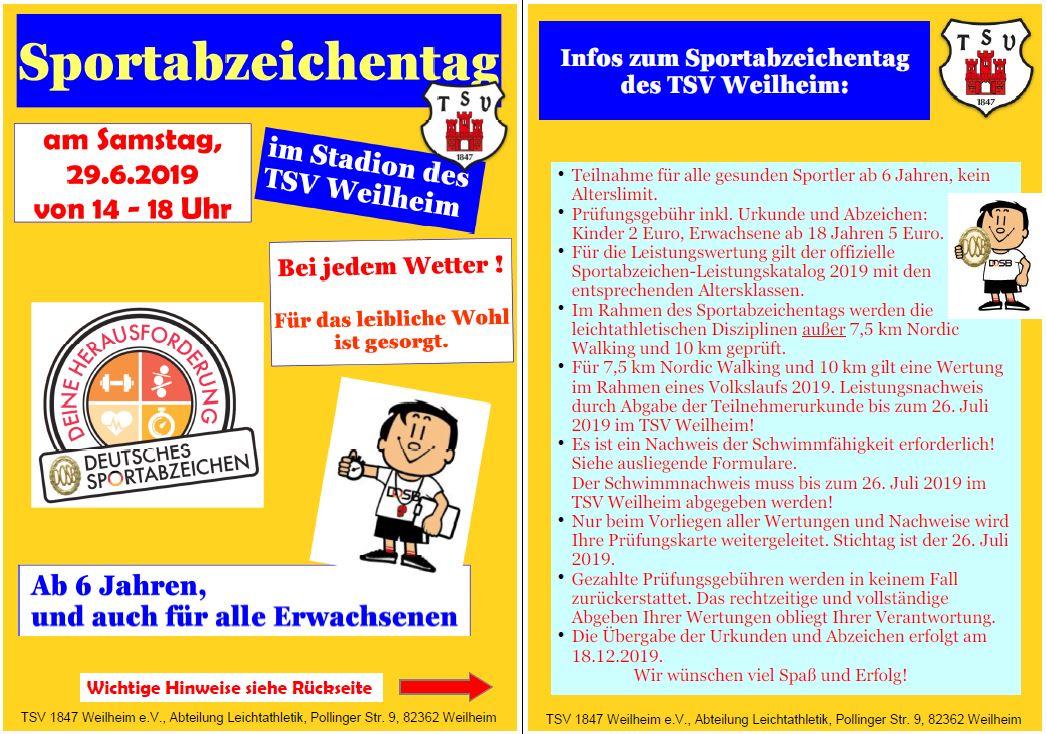 Handzettel Sportabzeichenfest 2019