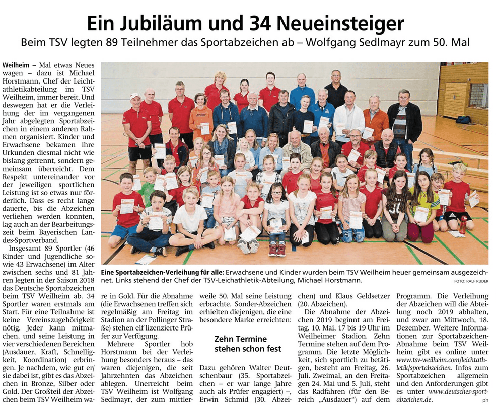2019-04-03 Sportabzeichenverleihung für 2018 Tagblatt vom 2019-04-17