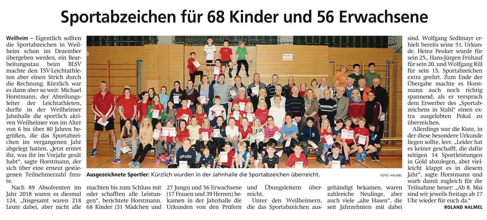 2020-01-29 Sportabzeichenverleihung für 2019 01 Tagblatt vom 2020-02-10