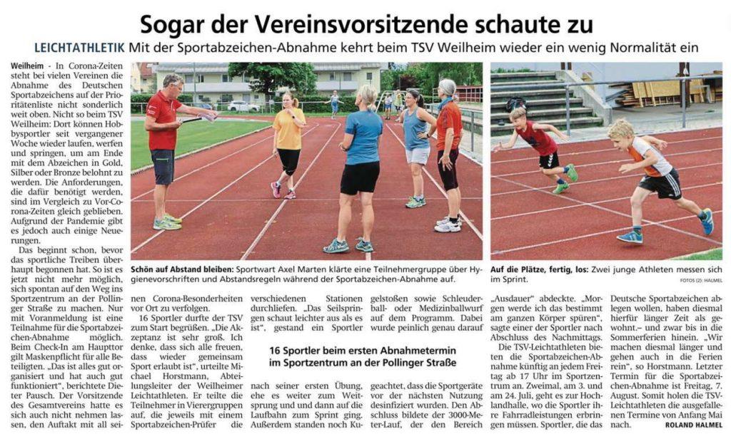 2020 Corona Sportabzeichen 2020-05-29 Weilheimer Tagblatt