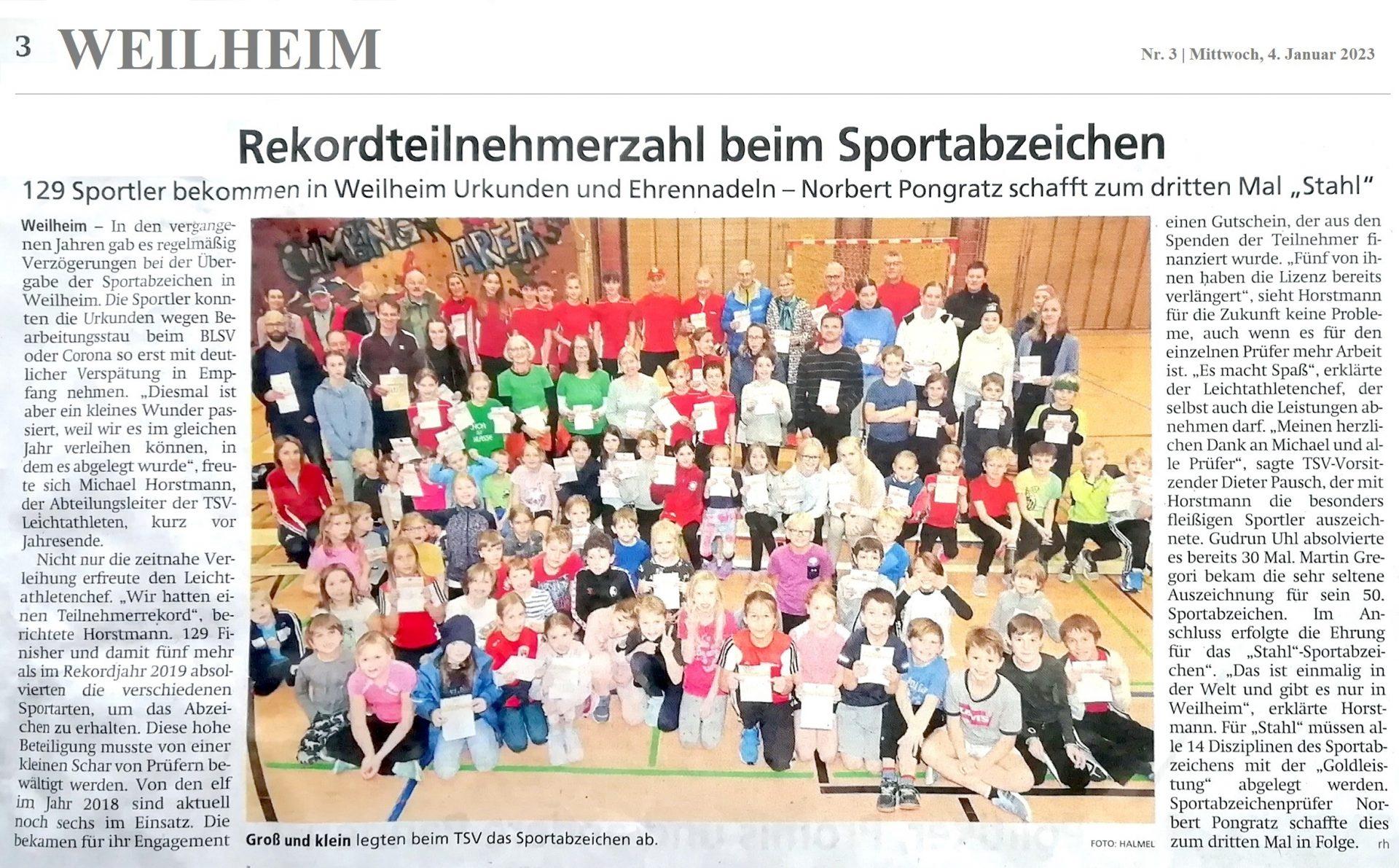 2022-11 Verleihung Sportabzeichen 2023-01-04 WM Tagblatt