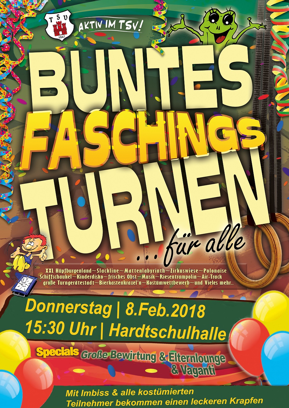 Plakat Faschingsturnen 2018