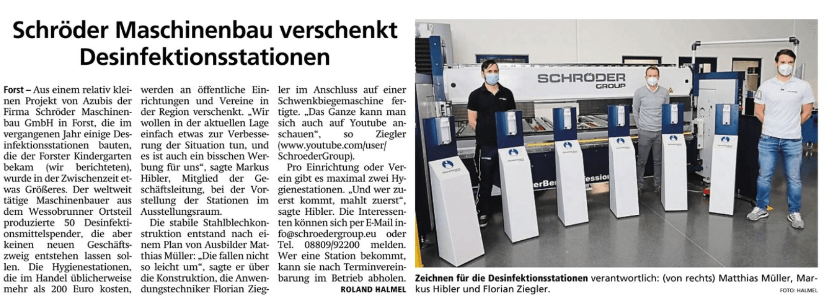 2020-02-05 Tagblatt Artikel Scröder Desinfektionsstationen