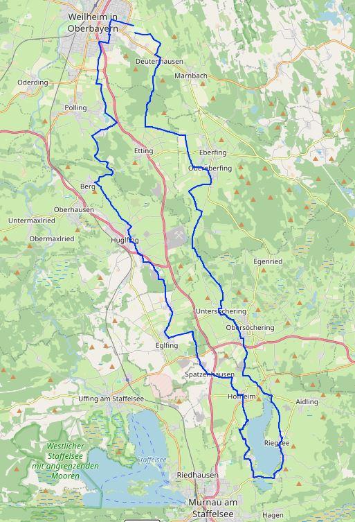 49km - 350hm RUNDE WM - Riegsee - Tauting-Huglfing